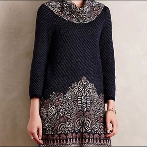 Anthropologie MOTH Wool Blend Imperial Garden Sweater Blue Small